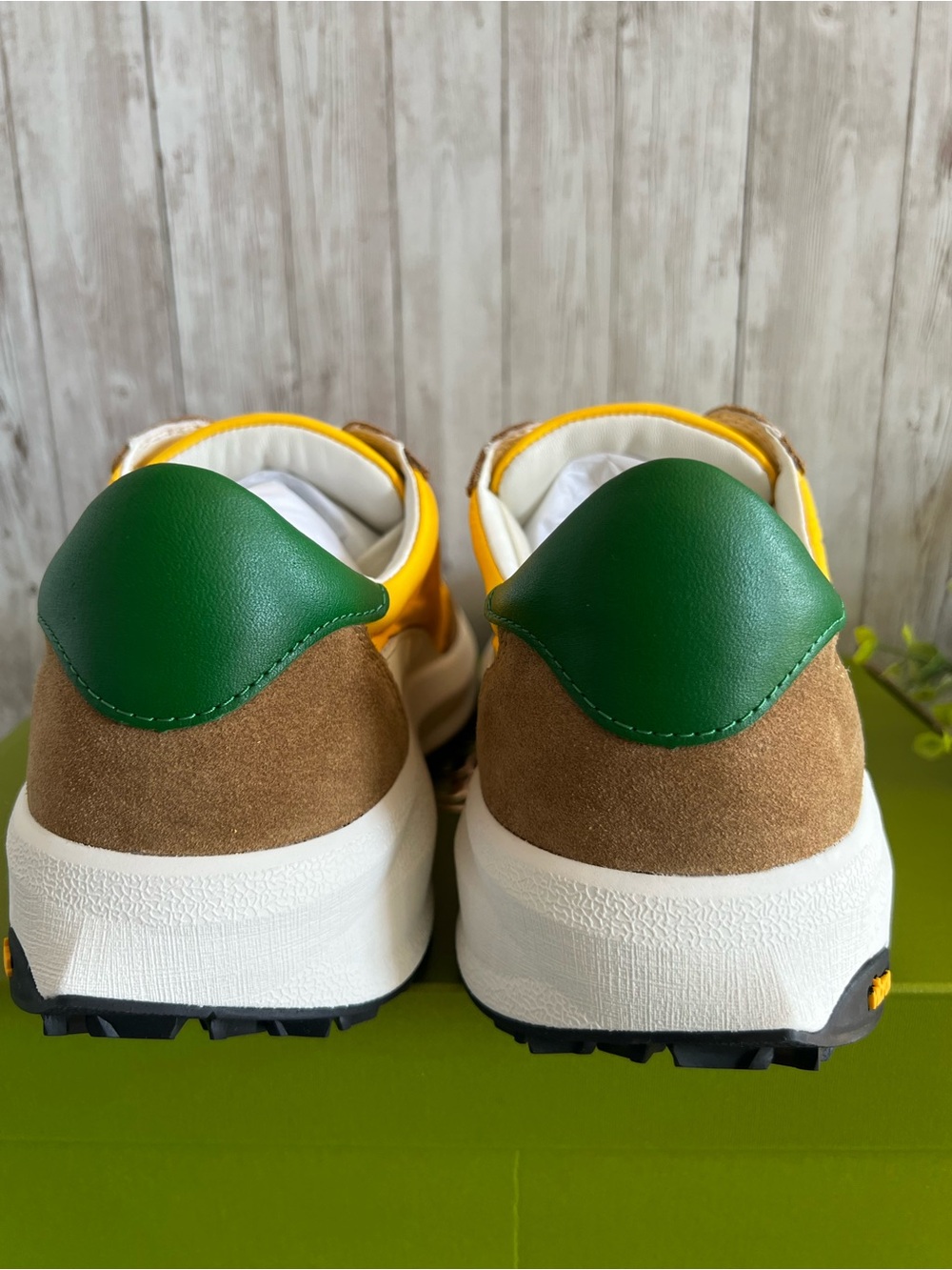 Tory Burch Trainer Colorblock Yellow, Brown & Green Runner Sneakers NEW 9.5 - Picture 4 of 7